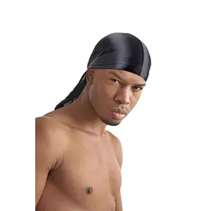 Titan Silky Durag – Ultra Stretch, Extra Long Tail for Waves & Hair Care – Unisex, Black