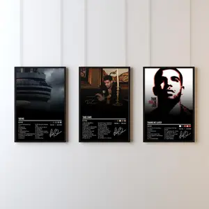 Drake Album Cover Poster Unframed s | Bundle Set of 3 | Take Care, Views, Thank Me Later | Hip-Hop Wall Art | Rap Music Poster Unframed s |