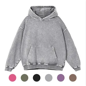 Wayii Fashion Men & Womens Oversized Acid Wash Hoodie Pullover Sweatshirts Vintage Loose Fit Winter Long Sleeve Shirts Outfits Tshirts&Hoodies DG010 Casual Streetwear Tops