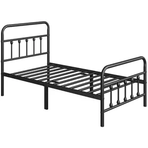Costoffs Classic Twin XL Metal Platform Bed with High Headboard & Footboard – Sturdy Frame with Built-in Storage