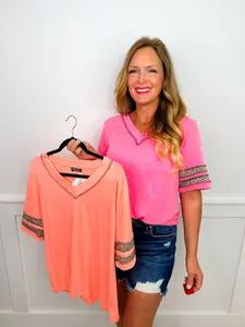 A Game of Pretend Heathered Knit Short Sleeve Avery Mae Top - 2 colors!
