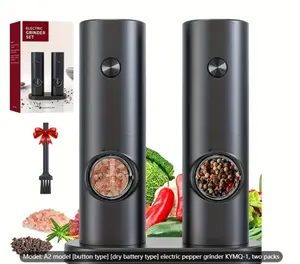 2pcs Electric Salt & Pepper Grinder Set, Battery Powered Household Seasoning Grinder, Portable Handheld Grinder For Kitchen
