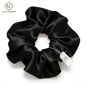 1 Pack Luxury Satin Hair Scrunchie forWomen,NoCreaseNo Damage Hair Tie,Soft Shiny BlackScrunchie forDaily WearSleep, Workouts & Lounging