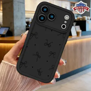 Cute Bow Pattern Aesthetic Case for iPhone 17 16 15 14 Pro Max 13 12 11 XR XS Plus Air Slim Shockproof Anti Drop Protective Lightweight TPU Cover Smartphone Cellphone