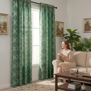 Window Wear 2 Panels 52X90Inch Heavy Diamond Jacquard Curtains Rod Pocket 180-200G Weight Blackout Machine Washable For Christmas Decor Geometric Design Home Textile Interior Decoration Accessories Da02