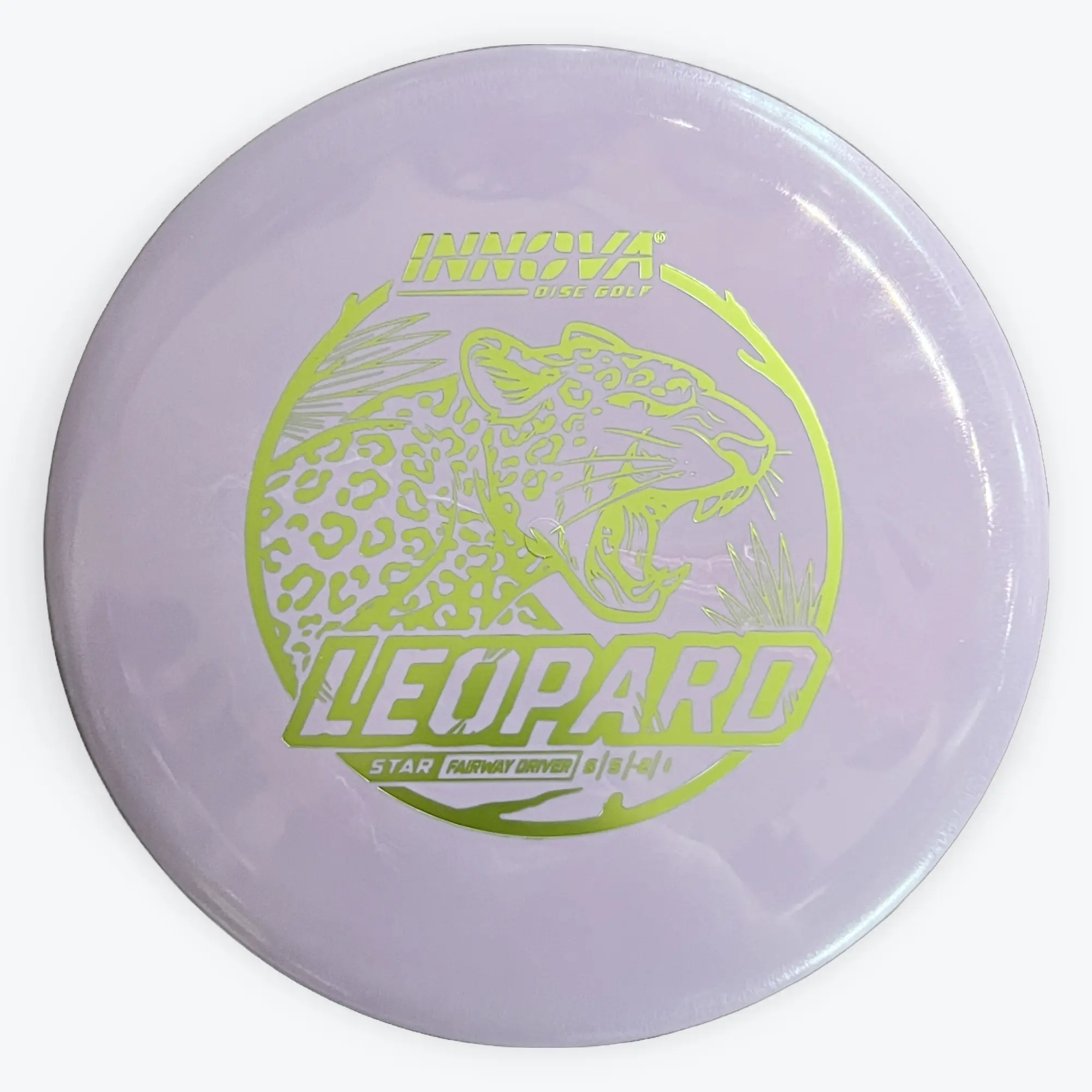 Innova Leopard Star Driver - Purple with Lime Green Leopard Design - Disc Golf Frisbee for Enhanced Performance - Reliable Flight Path & Turnover Driver