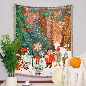 Nutcracker Christmas Woven Blanket Throw Sofa Couch Wall Tapestry Festive Home Decor 50x60 inch