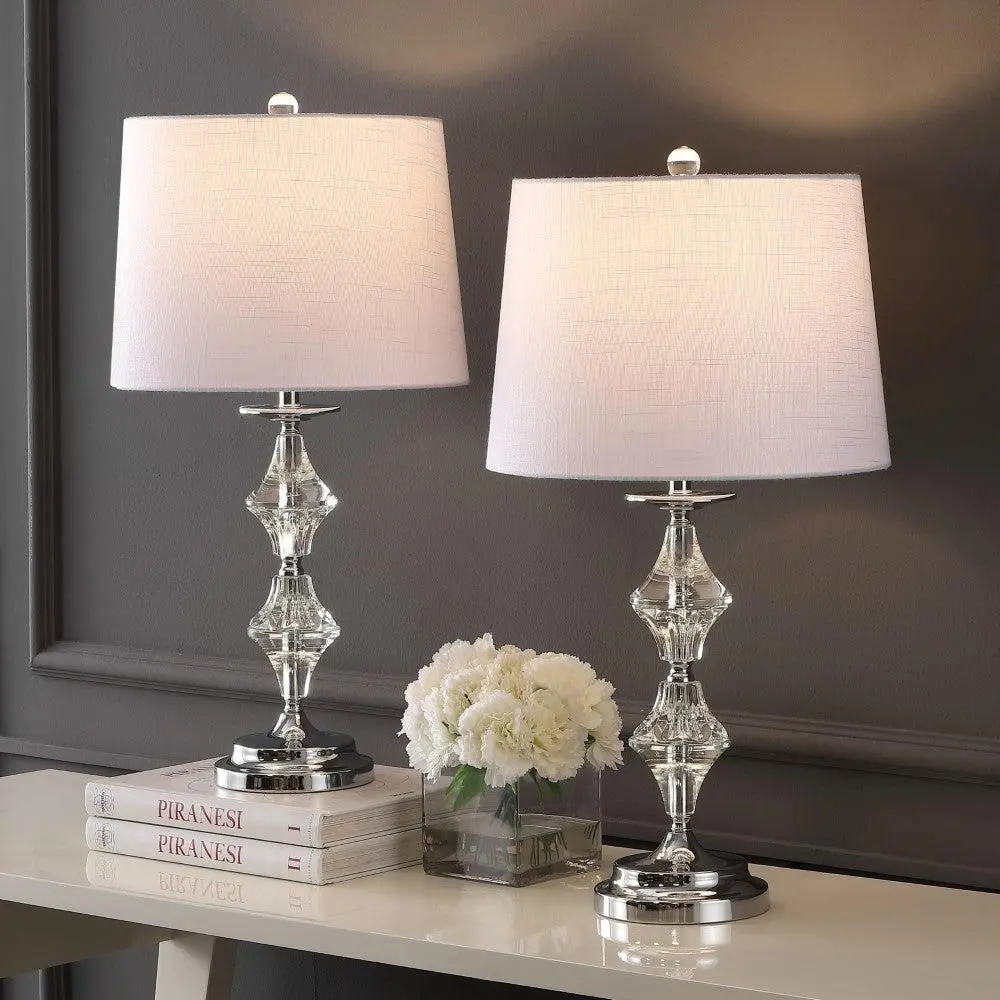 JONATHAN Y Madison Crystal LED Table Lamp - Classic Series Decorative Lighting with LED Bulb, Indoor Nightstand & Table Night Light for Bedroom, Living Room