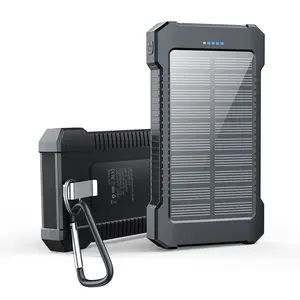 Solar Power Bank 8000mAh Portable Outdoor Charger with Dual USB-A Outputs Micro Input Port Camping Flashlight External Battery Pack for Smartphones Tablets Music Festival Friendly