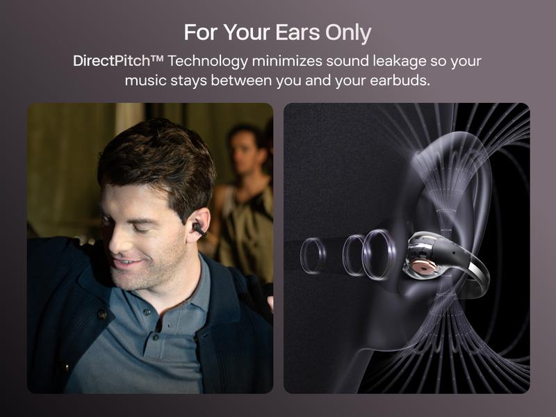 SHOKZ OpenDots ONE - Open-Ear Headphones - Wireless Bluetooth Earbuds with Microphone - Premium Dolby Audio - Water Resistant - Fast Charging - Up to 40 hrs Playtime