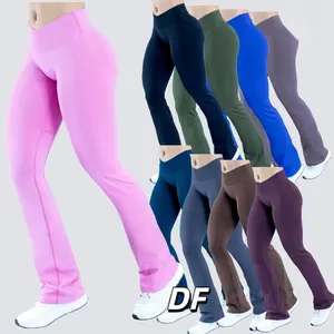DFYNE Matte Nylon Peach-Shaped Yoga Flared Pants, High-Waisted, Butt-Lifting Fitness Sports Pants for Women