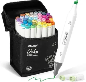 Ohuhu Markers: Dual Tips - 40 Colors / 30 Colors / 24 Colors / Sketchbook - Double Tipped Alcohol Based Art Marker Set for Artist Adults Coloring Illustration - Acrylic / Sketchbook Series of Ohuhuart- Inventory Clearance