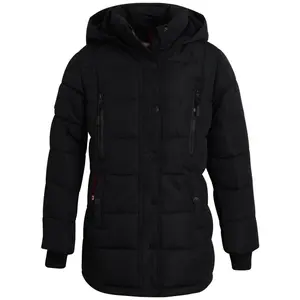 CANADA WEATHER GEAR Girls’ Winter Coat – Stadium Length Quilted Puffer Parka Jacket (14-16), Black