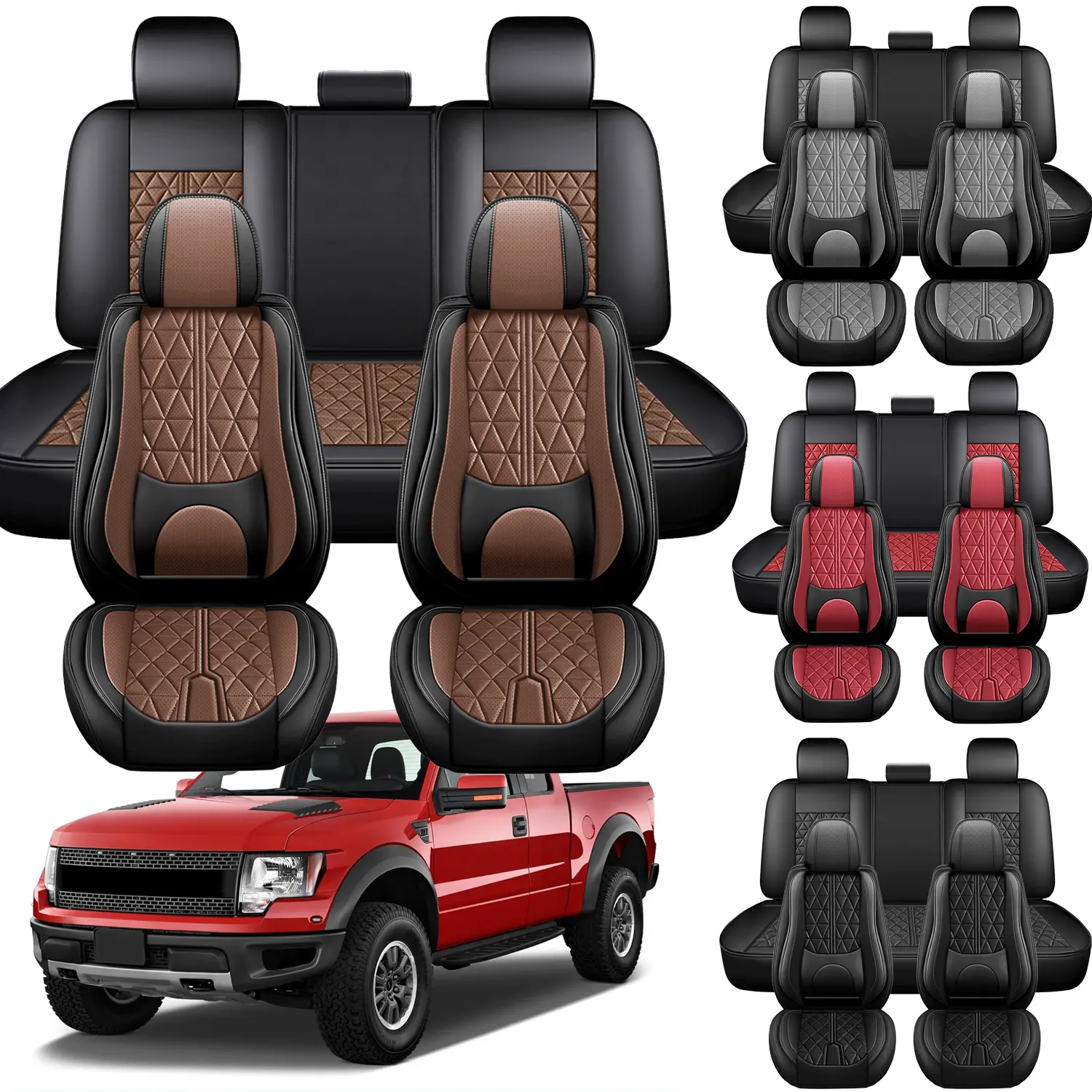 Arespark Car Seat Covers Custom fits for 2009-2026 Ford F150,2017-2026 F250 F350 Super Duty Crew Cab SuperCrew SuperCab Pickup Trucks,Nappa Leather Bucket Seat Covers