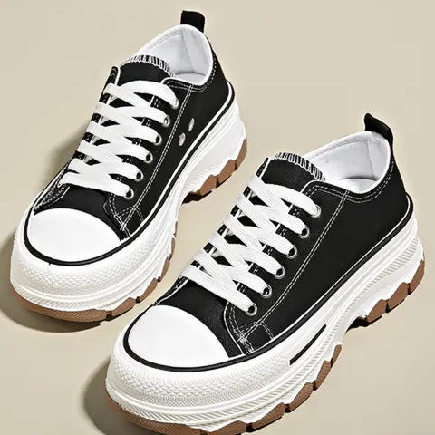 Women's Fashion Sneakers, Platform Height 5cm, Casual Thick Soled, Comfortable Daily Wear Shoes, Stylish Artificial Leather Footwear for Women