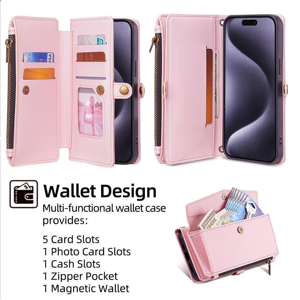 Fashionable Zippered Side-Clasp Multifunctional Wallet-Style Phone Case Featuring A Wallet, Card Holder, Stand, And Wrist Strap. Available In Multiple Colors. Compatible With iphone 17 pro case 17 Pro Max, 16, 15, 14, 13,12 Pro Max . Makes A Great Holiday