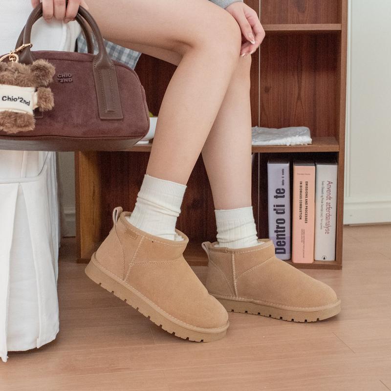 Snow Boots Women Men Suede Faux Fur Comfort Ankle Boots Slip-on Slippers Winter Fall Waterproof Platform Boots Short