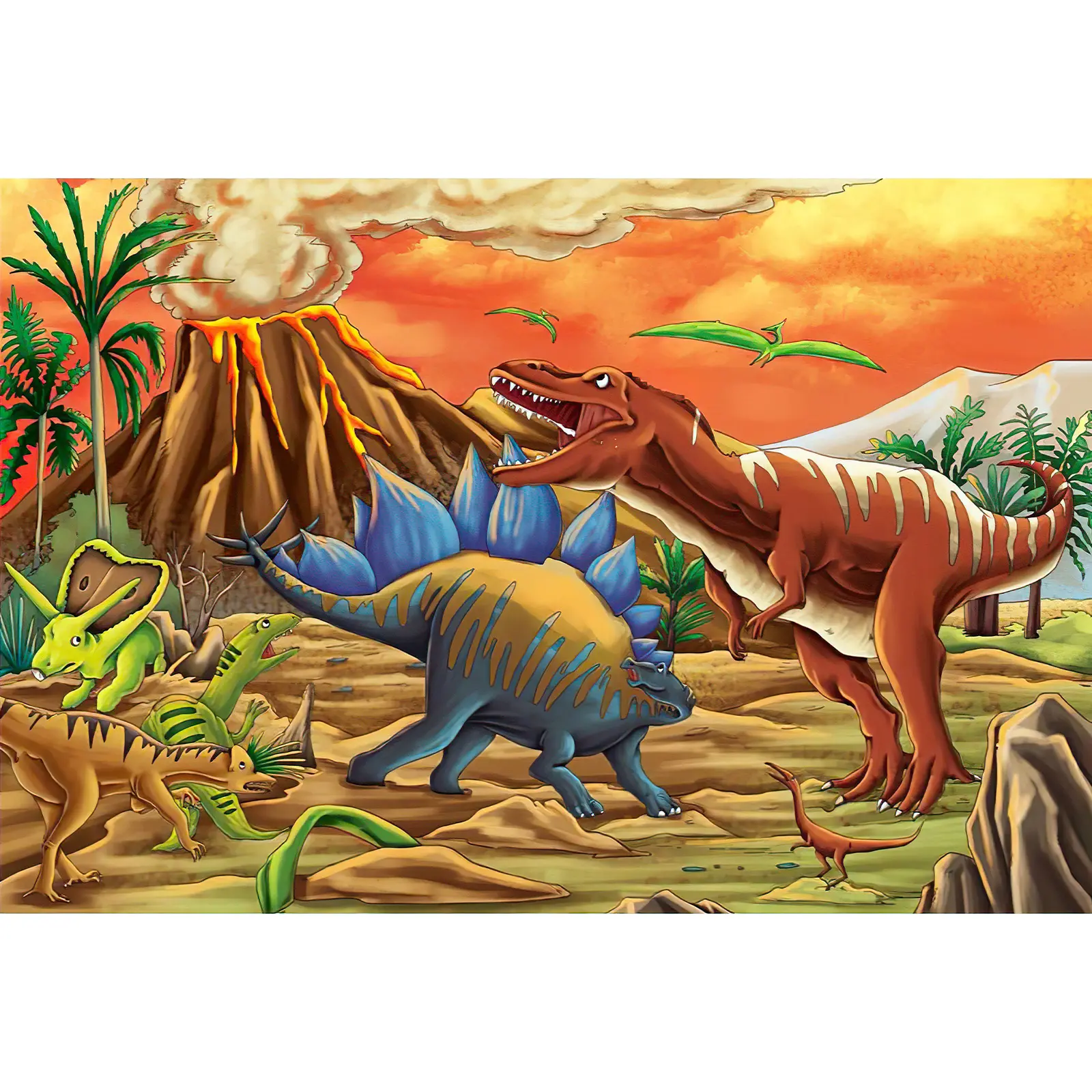 HUADADA 100 Pieces "Dinosaur Clash of The Stars" Holiday Gift Family Game  Jigsaw Puzzle for kids Decorative Painting Decompression Entertainment