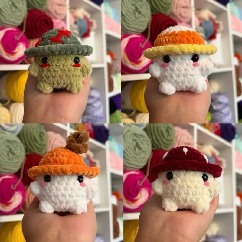 Handmade crochet Halloween mushroom plushies