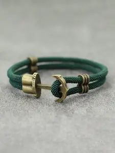 Men's Vintage Anchor Bracelet Easy Hook Dual Layer Nautical Outdoor Surfing Wristband Casual Accessory, Fashionable & Durable Design