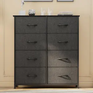 YITAHOME 8 Dresser for Bedroom, Tall Storage Dresser with 8 Drawers, Black Dresser & Chest of Drawers, Storage Drawer Organizer for Closet, Bedroom, Living Room(Black Grey)