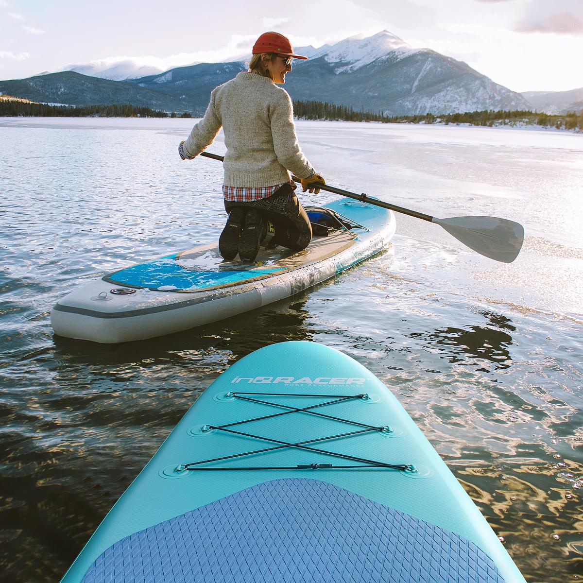 Aobtkel inQracer 11' Unisex Inflatable SUP Stand Up Paddle Board, 33" Width, 300lb Capacity, Military PVC Drop Stitch, 6 D-Rings Cargo System, Adjustable Aluminum Paddle, Hand Pump, Backpack for Adults, Lake/Ocean/Surf Water Sports Gift