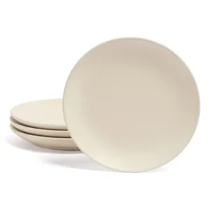 over&back Coupe 6.3" Semi-Matte Stoneware App Plates, Set of 4
