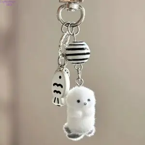 Cute Cartoon Sea Otter Keychain - Whimsical Fashion Accessory, Women's Bag Charm, Exquisite All-Match Daily Keyring, Soft Birthday Present, Mini Gifts for Coworkers
