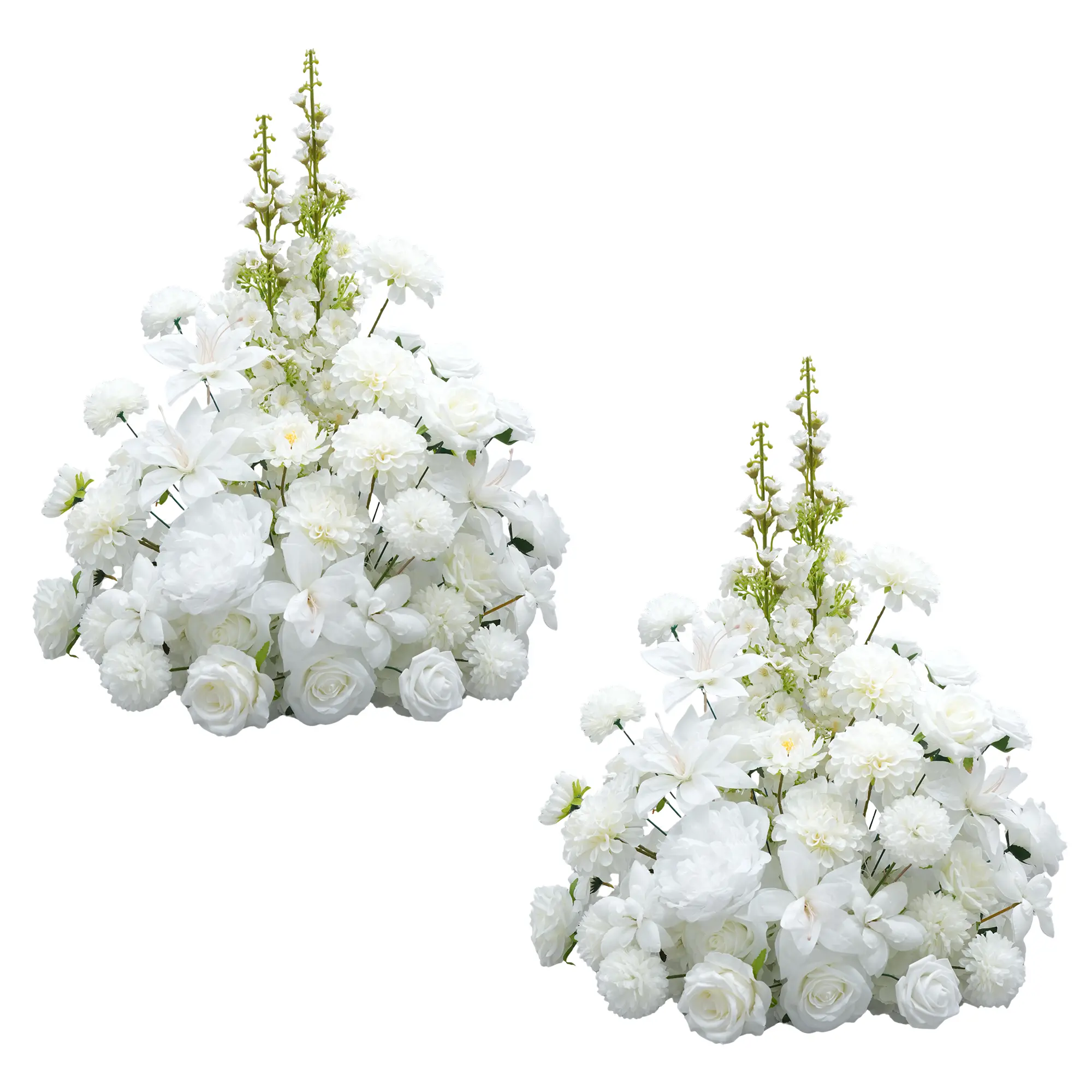 S-A9020 2pcs Classic Silk Flower Arrangements, White Table Centerpieces for Wedding Reception Aisle Decor