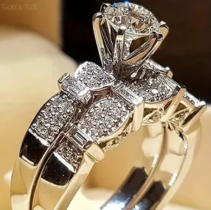 Women ring jewelry stackable ring set office lady luxury cz bands hot selling shiny cubic zirconia elegant office ste for work anniveary gift