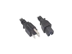 Nippon Labs 14 AWG NEMA 5-15P to C15 Power Cord, SJT, 15A/125V, 6 ft. Black NEMA 5-15P to IEC-60320-C15 Power Cable
