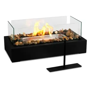 Portable Tabletop Fire Pit Modern Outdoor FirePit with Clear Viewing Area StainlessSteel Firepit Small Fireplace for Barbecue Party Camping Hiking Equipment