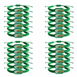 Saint Jude Bracelet Rosary 24PCS Green Thread Handmade Mexican San Judas Tadeo Catholic Gift Faith Inspired Cultural Art Jewelry