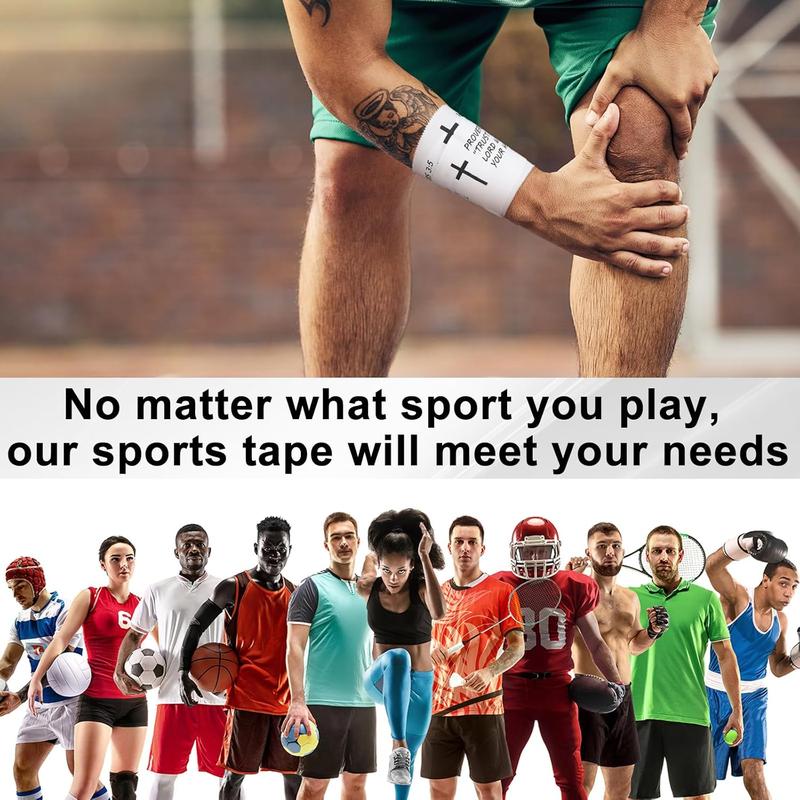2 Pack Christian Athletic Tape  - 2 Inch x 23 Feet Bible Verse Sports Tape with Cross Design, Jesus Inspired Wrist Wrap for Soccer Football Baseball Gymnastics, Perfect Religious Gift for Easter Good Friday