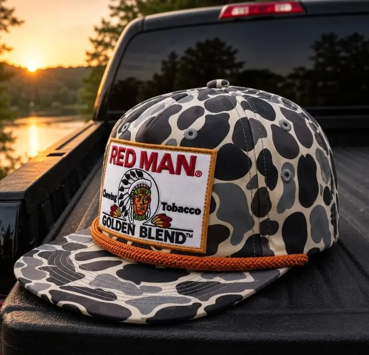 Cowpoke Smokeshow Camo ropebrim SnapBack hat, Cotton Breathable Snapback For Beer Lover