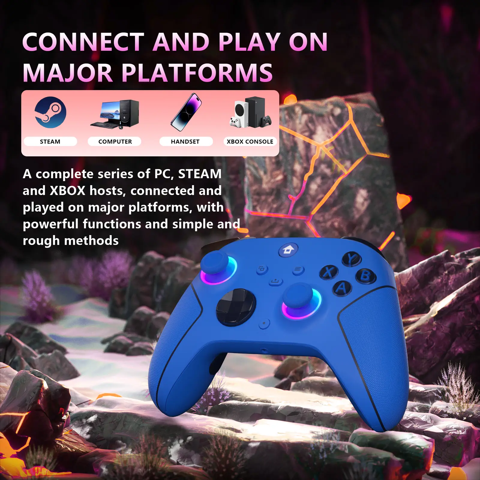 YUYIU Wireless HallEffect Controller for Xbox Series X|S & Steam PC with 7 RGB Lights Dual Vibration Turbo Programmable 3.5mm Audio Jack 1000mAh Battery - TikTok Shop YUYIU Wireless HallEffect Controller for Xbox Series X|S & Steam PC with 7 RGB Lights Dual Vibration Turbo Programmable 3.5mm Audio Jack 1000mAh Battery - TikTok Shop