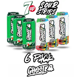 Ghost Energy 7 UP and Sour Strips LIMITED EDITION FLAVOR –  6 pack cases Zero Sugar, Low Calorie, Carnipure L-Carnitine  Sport Beverage Ghost Energy Drink 12-Pack