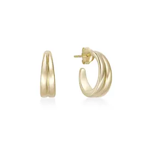 Lavari Jewelers 18K Yellow Gold Plated Double Hoop Earrings - Stylish & Elegant Jewelry Thick Chunky Gold Plated Hoops