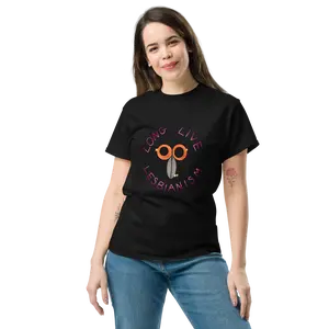 Long Live Lesbianism T-Shirt Unisex Classic Tee with Scissors & Sparkling Accents Vibrant Lesbian Flag Colors 100% Cotton on Some Sizes Alchemized Creations