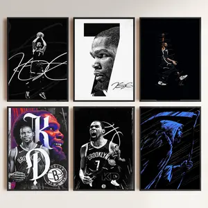 Basketball poster sport poster Durant Signed Poster For Kids Room Bedroom Wall Decor-Basketball Superstar Posters Canvas Art Print Picture For Teen Boy Fans Birthday Framed  and Unframe poster