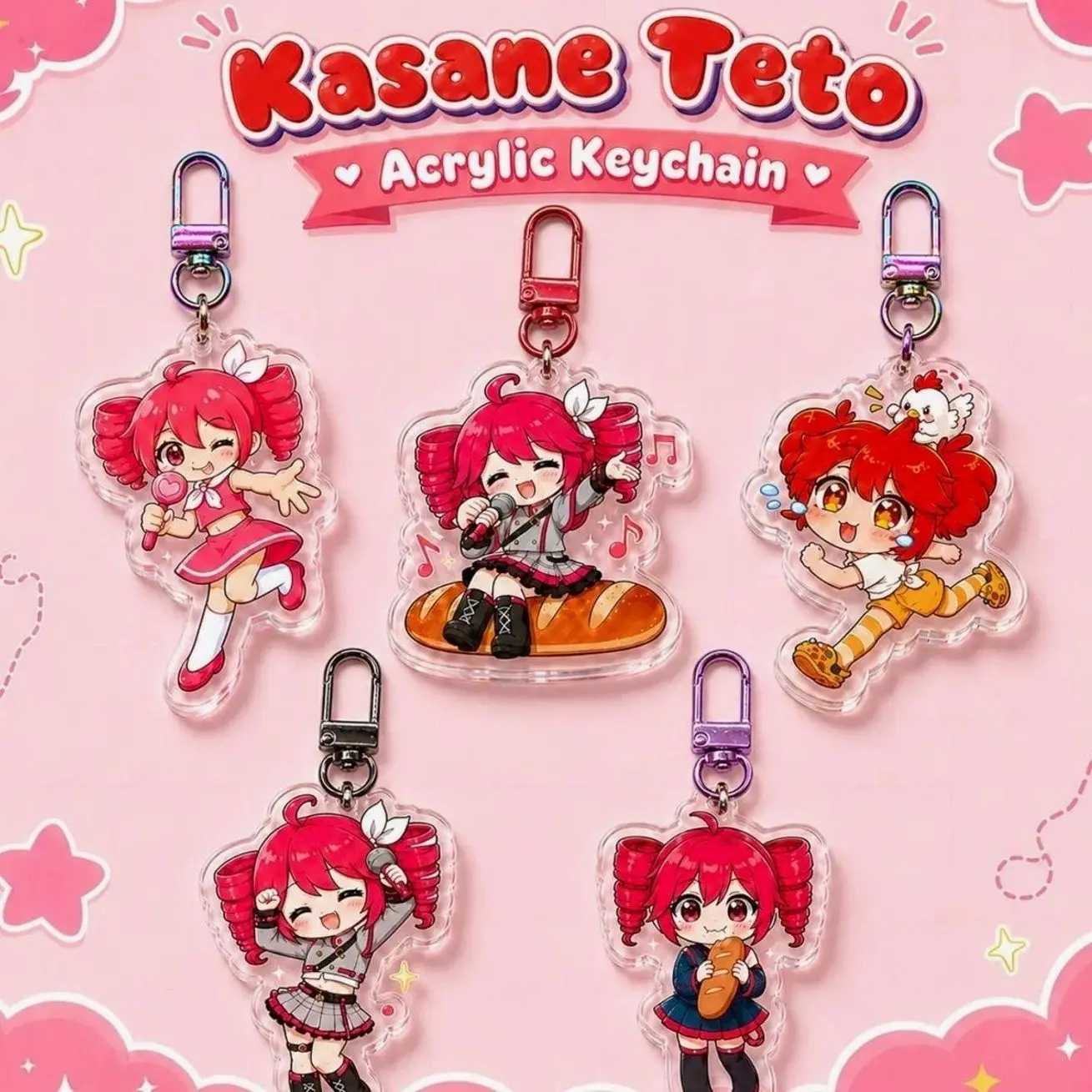 Kasane Teto Acrylic Keychain, UTAU Fan Collection