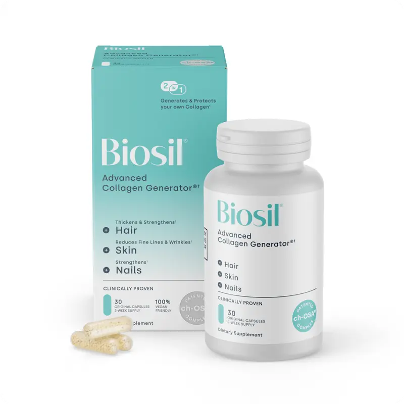 Biosil Collagen Booster Supplement - Original Capsules - Patented ch-OSA Activator for Skin, Hair, Nails & Joints - Supports Natural Production