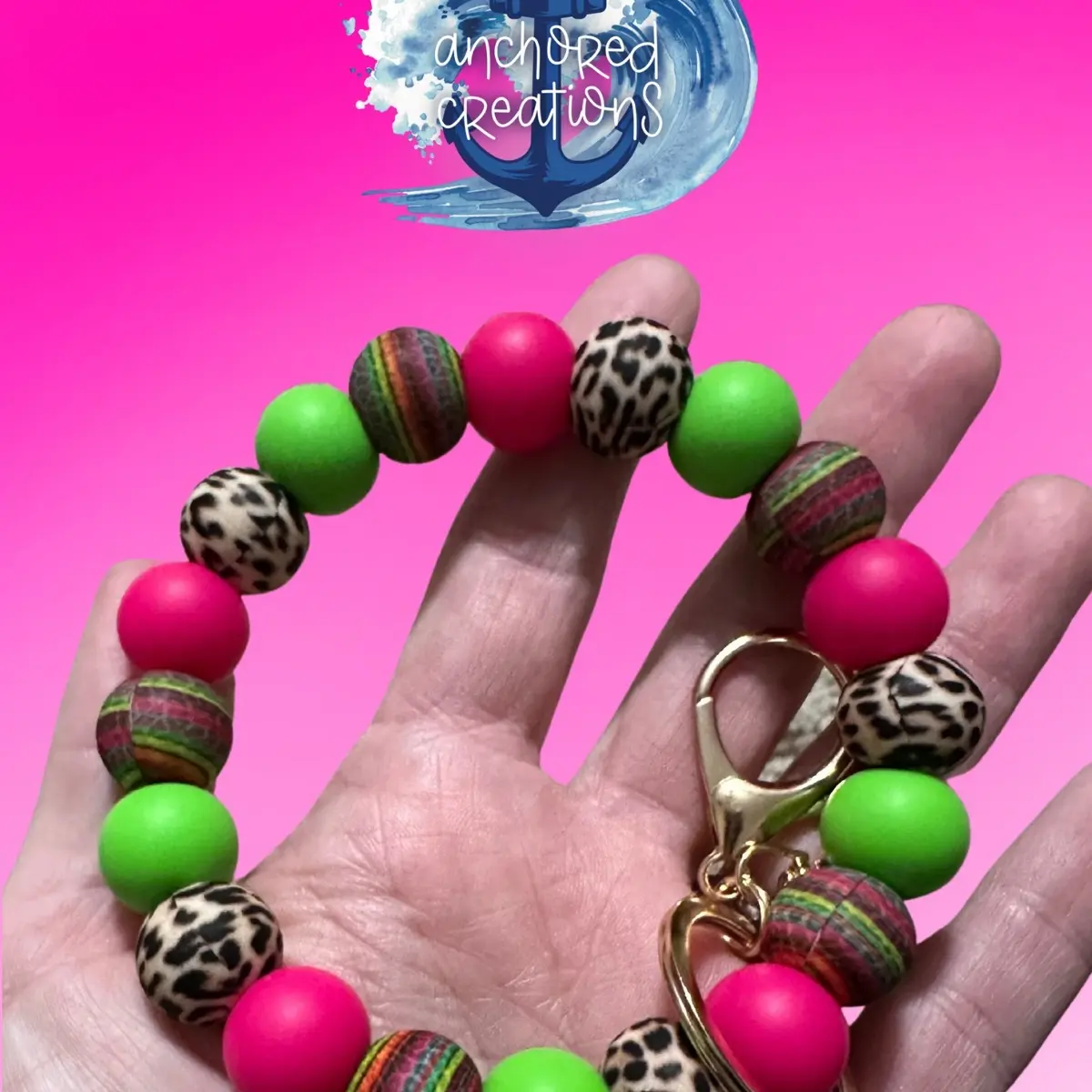 Neon Serape Cheetah Silicone Wristlet
