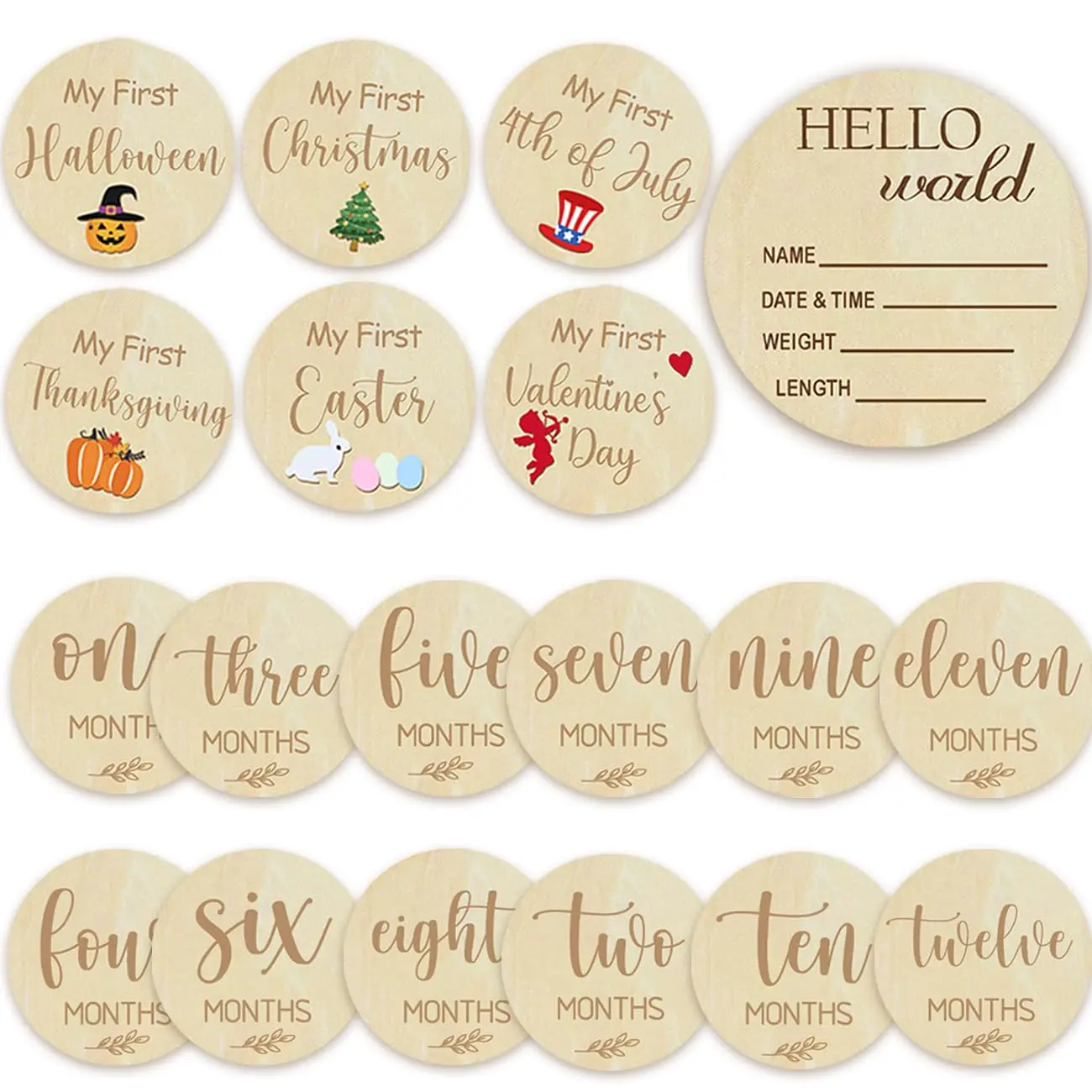 Monthly Milestone Cards - My First Holiday Milestone |  Announcement Sign & Celebration Board | Hello World Sign | Milestone Photo Cards |    & Keepsake