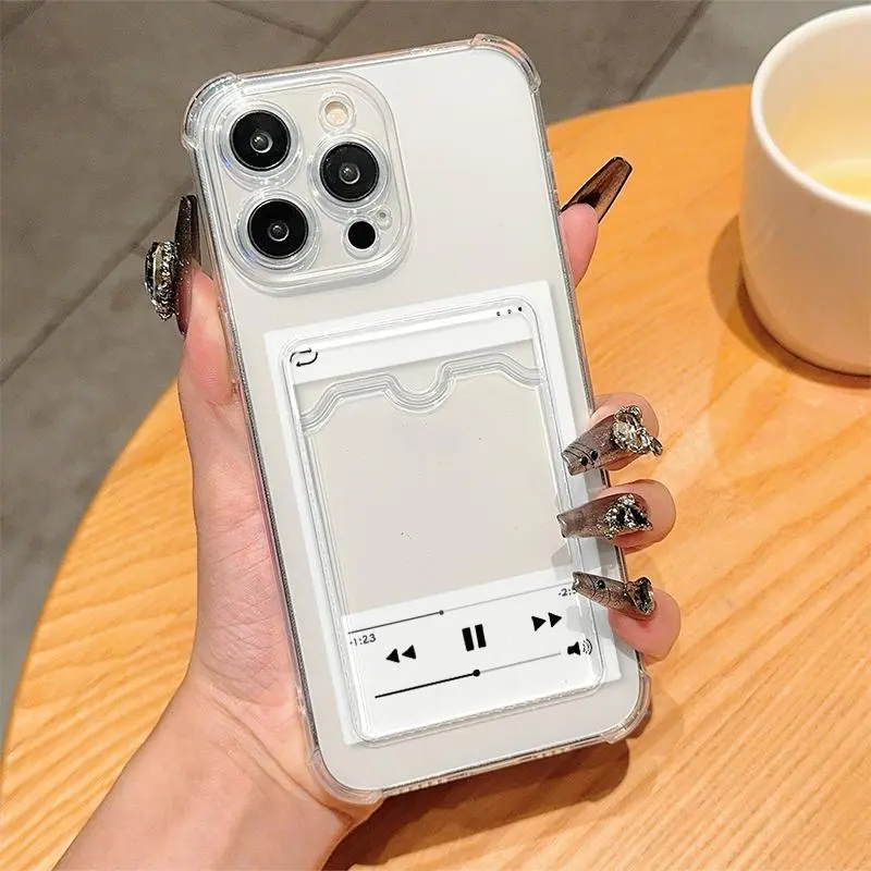 Music Frame Pattern Phone Case, Anti-drop Phone Protective Cover with Card Slot, Phone Accessory Compatible with iPhone XR XS 11 12 13 14 15 16 17 Pro Max