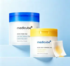 Medicube Duo Exfoliating Pad Bundle: Zero Pore Minimizer Pad + Kojic Acid Turmeric Brightening Toner Pads, AHA Lactic BHA Glycolic Niacinamide, Refine Texture Clear Acne Post Spot Care, 70 Sheets Each Korean Skincare