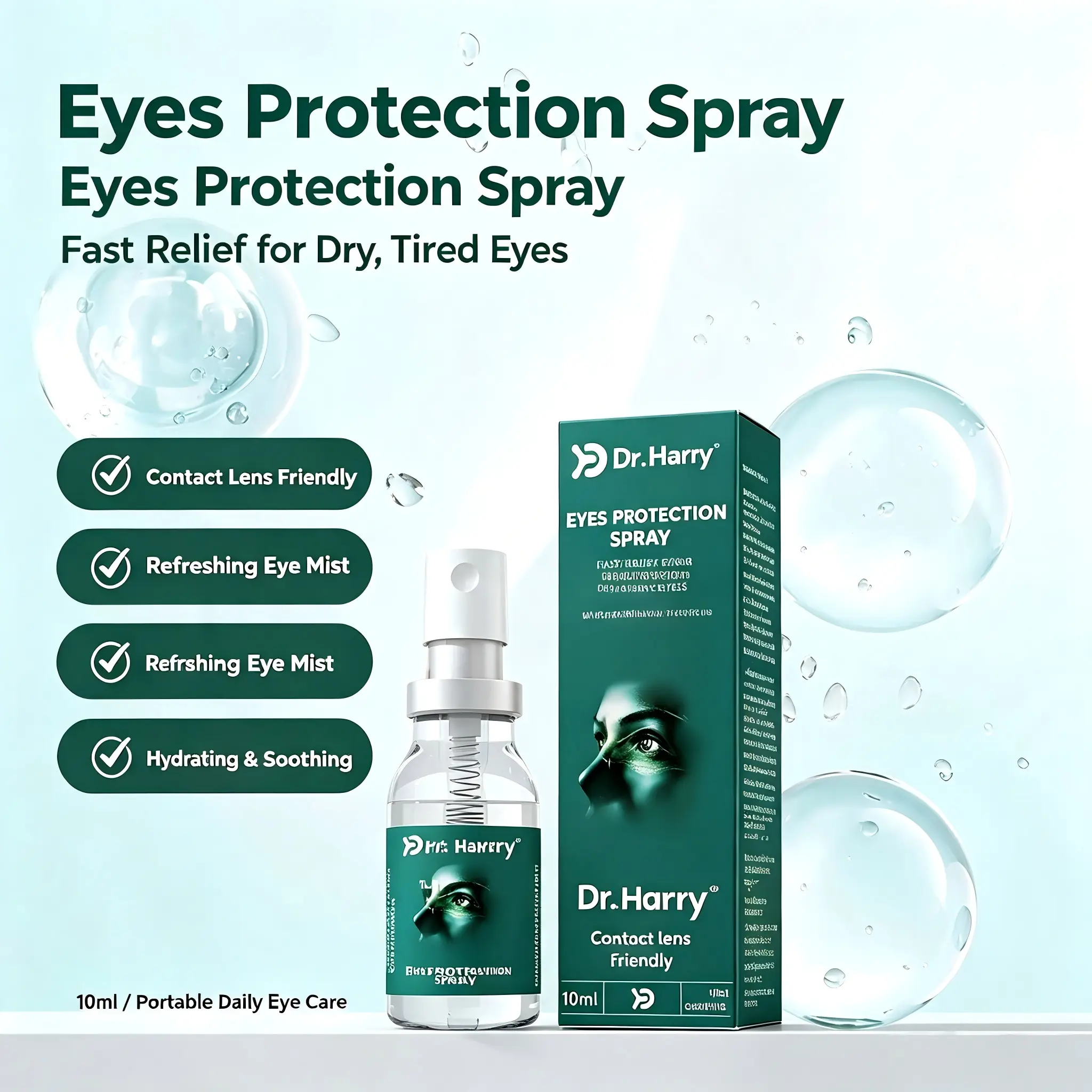 Dr.Harry Eyes Protection Spray, Refreshing Eye Mist for Dry Tired Eyes, Contact Lens‑Friendly Hydrating Eye Care Spray 10ml