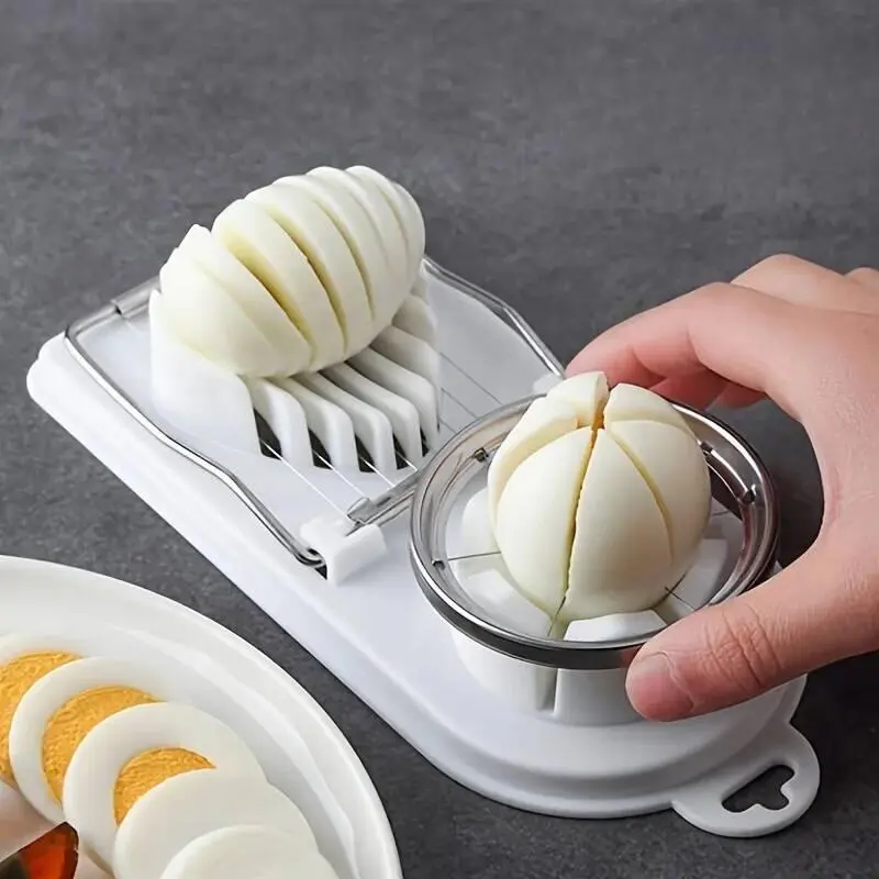 2-In-1 Multifunctional Stainless Steel Egg Slicer - Fancy Splitter Cutting Tool, 1-Piece Indoor Recreation Kitchen Gadget for Home Use, Two In One