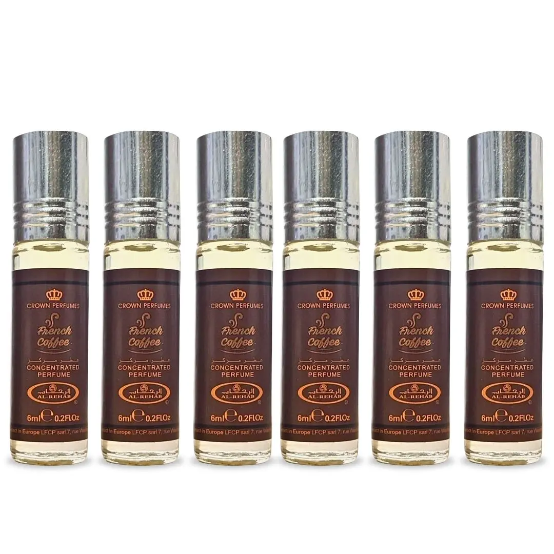 French Coffee Perfume Oil 6ML (0.2OZ) By Al Rehab | Sweet, Creamy, Spicy, Gourmand. (BOX OF 6)