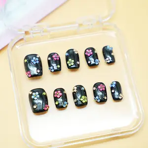 .DP.6227.Colorful rhinestone flowers wearable nails
